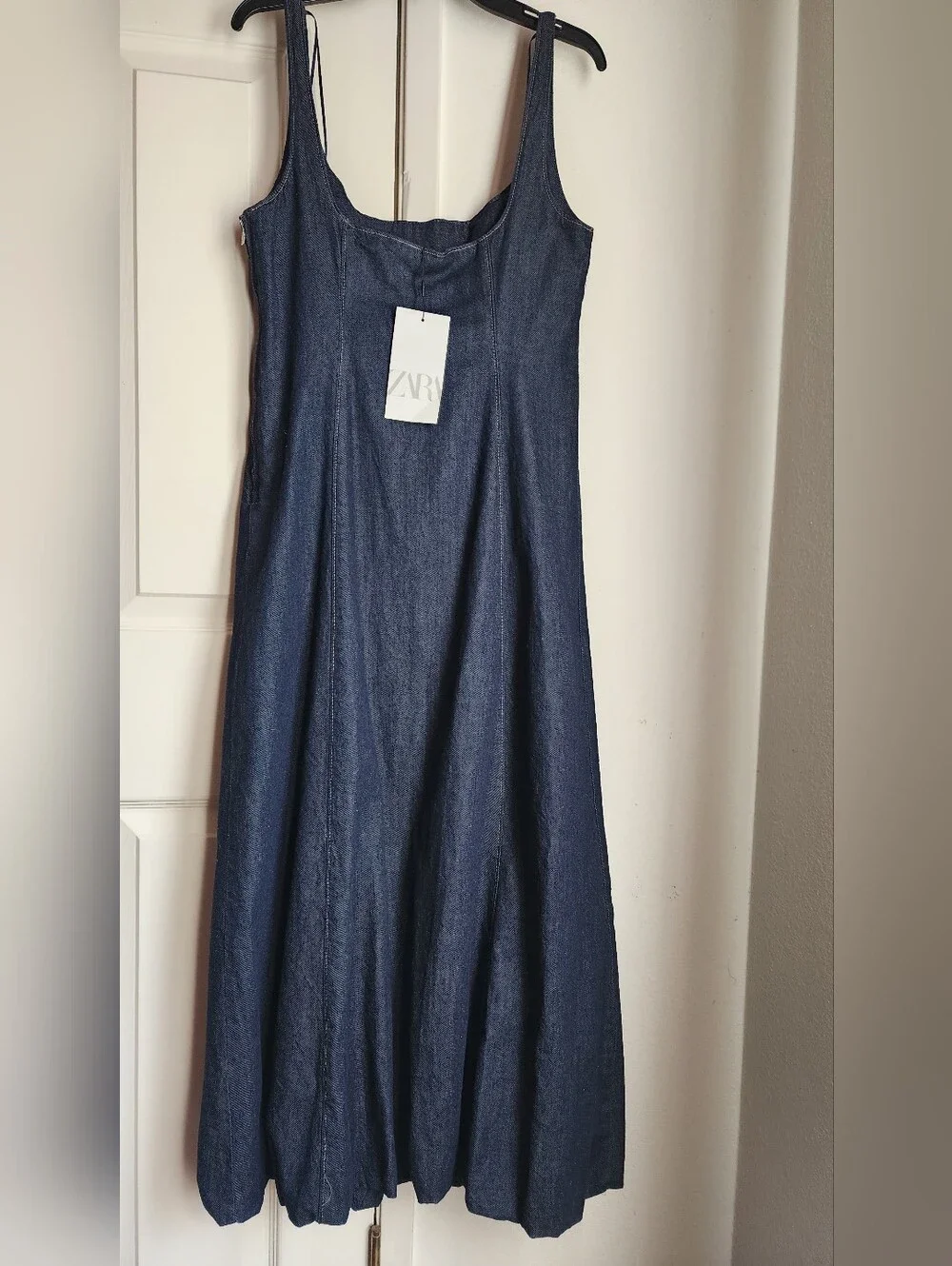 NWT ZARA Denim Baloon Dress- Dark Indigo Maxi - Picture 5 of 6